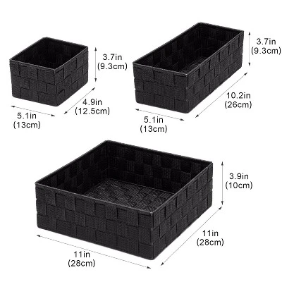 Itopfox Woven Storage Baskets For Organizing, Small Black Cube Bin Container Tote Organizer Divider For Drawer, Closet, Shelf, Dresser, Set Of 4 2 Itopfox Woven Storage Baskets For Organizing, Small Black Cube Bin Container Tote Organizer Divider For Drawer, Closet, Shelf, Dresser, Set Of 4 - Image 2