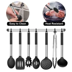 Itopfox 7-Piece Silicone Cooking Utensil Set With Stainless Steel Handles, Heat Resistant For Nonstick Cookware, Includes Ladle, Turner, Spoon -Itopfox Shop GUEST 026d3c95 d57f 4226 a0bb 2608fa1f81a0