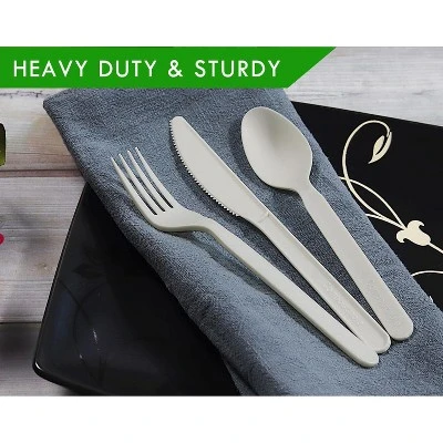 Itopfox 150 Count Heavy-duty Compostable Utensils Set, Includes Forks, Spoons, And Knives, BPI Certified Disposable Flatware 2 Itopfox 150 Count Heavy-duty Compostable Utensils Set, Includes Forks, Spoons, And Knives, BPI Certified Disposable Flatware - Image 2