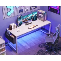 Itopfox Modern Computer Desk With Storage & Headphone Hook, Large Office Gaming Work Table, Splice Board Design, White Finish 14 Itopfox Modern Computer Desk With Storage & Headphone Hook, Large Office Gaming Work Table, Splice Board Design, White Finish -Itopfox Shop GUEST 048c9e80 dd42 4048 bae9 797433863b59