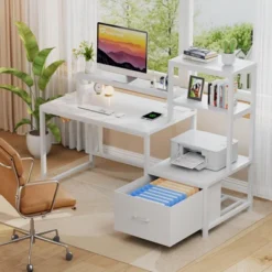 Itopfox Computer Desk With Drawers & Monitor Stand, Home Office Desk With Storage Shelves, Gaming Desk With Power Outlets & LED Lights For Study 13 Itopfox Computer Desk With Drawers & Monitor Stand, Home Office Desk With Storage Shelves, Gaming Desk With Power Outlets & LED Lights For Study -Itopfox Shop GUEST 0582a015 3744 4b9d 9b52 8442e78dc69d