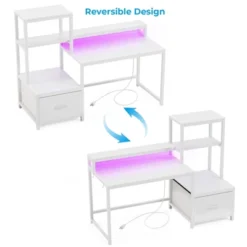 Itopfox Computer Desk With Drawers & Monitor Stand, Home Office Desk With Storage Shelves, Gaming Desk With Power Outlets & LED Lights For Study 11 Itopfox Computer Desk With Drawers & Monitor Stand, Home Office Desk With Storage Shelves, Gaming Desk With Power Outlets & LED Lights For Study -Itopfox Shop GUEST 07c475a7 da90 47b9 8f18 bba7842d9bf0