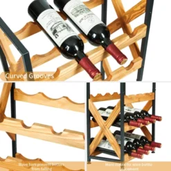 Itopfox 20 Bottle Wine Rack Freestanding Floor With Wood Top Wobble-Free 5 Tier Wine Display Storage Stand Shelf Stackable Modular Wine Bottle Holder -Itopfox Shop GUEST 0827a2f4 5fbb 4609 b1c9 006ef1b8bca1