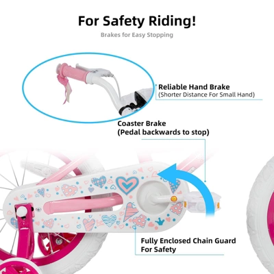 Itopfox Angel Girls Bike For Toddlers And Kids With Training Wheels & Basket, Girls Bicycle With Handbrake & Kickstand For Safe And Fun Riding 2 Itopfox Angel Girls Bike For Toddlers And Kids With Training Wheels & Basket, Girls Bicycle With Handbrake & Kickstand For Safe And Fun Riding - Image 2