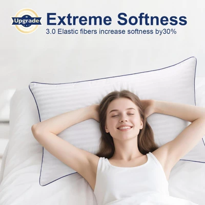 Itopfox Soft Queen Size Pillows Set Of 2, Fluffy & Supportive Bed Pillows For Back Stomach Side Sleepers Filled With Down Alternative, Luxury Pillows 2 Itopfox Soft Queen Size Pillows Set Of 2, Fluffy & Supportive Bed Pillows For Back Stomach Side Sleepers Filled With Down Alternative, Luxury Pillows - Image 2