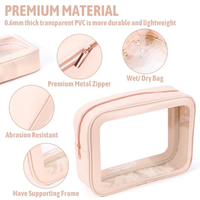 Itopfox 5-Piece Clear Waterproof Travel Organizer Set, TSA Approved Toiletry & Makeup Bags For Women & Kids, Multi-Size Design 2 Itopfox 5-Piece Clear Waterproof Travel Organizer Set, TSA Approved Toiletry & Makeup Bags For Women & Kids, Multi-Size Design - Image 2
