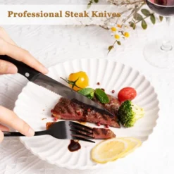 Itopfox 24-Piece Black Silverware Set With Steak Knives, Food-Grade Stainless Steel Flatware Set For 4, Mirror Polished Cutlery Set With Spoons -Itopfox Shop GUEST 0b481432 95c6 4540 862b 9c9949113743