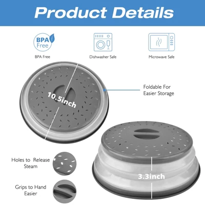 Itopfox 2-Pack Collapsible Microwave Cover With Grip Handle, Splatter Proof For Plates & Bowls, Dishwasher Safe & BPA Free Kitchen Gadget 1 Itopfox 2-Pack Collapsible Microwave Cover With Grip Handle, Splatter Proof For Plates & Bowls, Dishwasher Safe & BPA Free Kitchen Gadget
