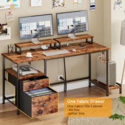 Itopfox Computer Desk With File Cabinet & Power Outlets, Home Office Desk With 2 Monitor Stands & Storage Drawer, Writing Gaming Table With Shelves -Itopfox Shop GUEST 0b7bf8a0 0fd2 4da8 9b22 4b23f6f82f8c