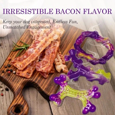 Itopfox Tough Dog Toys For Aggressive Chewers 3 Pack, Indestructible Dog Toy For Large Dogs, Bacon Flavored, Keeps Dogs Busy 3 Itopfox Tough Dog Toys For Aggressive Chewers 3 Pack, Indestructible Dog Toy For Large Dogs, Bacon Flavored, Keeps Dogs Busy - Image 3
