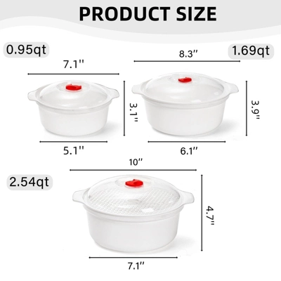 Itopfox 3-Piece Microwave-Safe Bowl Set With Lids & Steamer Rack, BPA-Free Soup & Ramen Cookware For Kitchen, Office, Dorm - Nesting Design 1 Itopfox 3-Piece Microwave-Safe Bowl Set With Lids & Steamer Rack, BPA-Free Soup & Ramen Cookware For Kitchen, Office, Dorm - Nesting Design