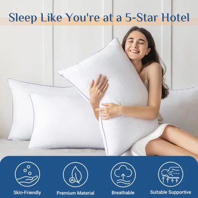 Itopfox Queen Size Pillows Set Of 2, Medium Supportive Bed Pillows With Super Soft Down Alternative Fill, Luxury Fluffy Hotel Quality For Side, Back 1 Itopfox Queen Size Pillows Set Of 2, Medium Supportive Bed Pillows With Super Soft Down Alternative Fill, Luxury Fluffy Hotel Quality For Side, Back