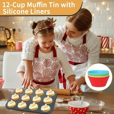 Itopfox 6-Piece Non-Stick Bakeware Set, Stackable Baking Pans For Even Heating, Includes Muffin Pan, Loaf Pan, Round & Square Cake Pans, Cooling Rack 5 Itopfox 6-Piece Non-Stick Bakeware Set, Stackable Baking Pans For Even Heating, Includes Muffin Pan, Loaf Pan, Round & Square Cake Pans, Cooling Rack - Image 5