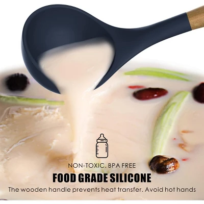 Itopfox Silicone Cooking Utensils Set - Heat Resistant Kitchen Utensils With Wooden Handles, BPA Free Gadgets For Non-Stick Cookware 5 Itopfox Silicone Cooking Utensils Set - Heat Resistant Kitchen Utensils With Wooden Handles, BPA Free Gadgets For Non-Stick Cookware - Image 5