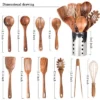 Itopfox Kitchen Utensil Set With Holder, Natural Teak Wood Spoons For Cooking, Includes Spatula, Ladle & More, Non-Scratch Wooden Tools For Cookware