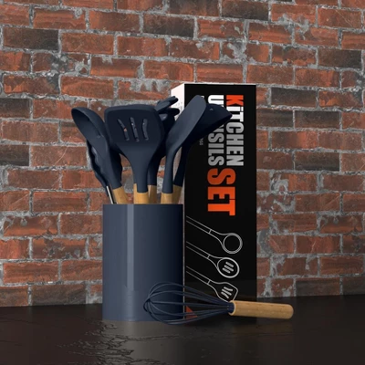 Itopfox Silicone Cooking Utensils Set - Heat Resistant Kitchen Utensils With Wooden Handles, BPA Free Gadgets For Non-Stick Cookware 1 Itopfox Silicone Cooking Utensils Set - Heat Resistant Kitchen Utensils With Wooden Handles, BPA Free Gadgets For Non-Stick Cookware