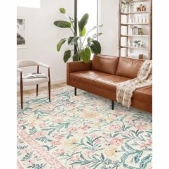 Itopfox Machine Washable Nursery Rug, Pink Floral Carpet Non Slip, Soft Boho Indoor Floor Rug For Girls Bedroom, Living Room, Dorm -Itopfox Shop GUEST 0faa7853 0d62 4f86 b598 76e1634dff59