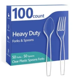 Itopfox 100-Pack Heavy Duty Plastic Silverware Set - 50 Forks & Spoons BPA-Free, Heat Resistant Disposable Utensils For Parties, Events, Everyday Use -Itopfox Shop GUEST 10a9fc2a 69f6 435d 9c2f 1bc0f5a288fb