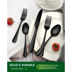Itopfox 20-Piece Black Stainless Steel Flatware Set For 4, Includes Knives, Forks, Spoons, Mirror Polished, Dishwasher Safe, Food Grade Cutlery Set -Itopfox Shop GUEST 1146f8f3 d8b0 41d2 ba08 e0622ea75201