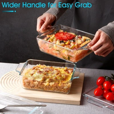 Itopfox Set Of 2 Glass Casserole Dishes With Lids, Oven Safe Rectangular Baking Dishes For Cooking, Roasting, And Serving Meals 2 Itopfox Set Of 2 Glass Casserole Dishes With Lids, Oven Safe Rectangular Baking Dishes For Cooking, Roasting, And Serving Meals - Image 2