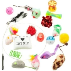 Itopfox Cat Toys Variety Pack For Kitty - 20 Piece Assortment With Wand, Balls, Mice & Feathers For Playful Felines -Itopfox Shop GUEST 13885fed 35bf 465b 9782 1dbf572fe94a