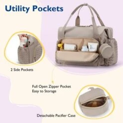 Itopfox Large Capacity Travel Diaper Tote Bag With Pacifier Case, Insulated Pockets For Baby Essentials, Hospital Delivery Bag -Itopfox Shop GUEST 1398f2e5 dc96 4405 9ea1 2aa044b5880c