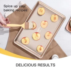 Itopfox Nonstick Cookie Sheet Pan Set Of 3, Heavy Duty Baking Trays With Diamond Texture, Oven Safe For Even Baking, Elegant Champagne Gold Finish -Itopfox Shop GUEST 145d9a1a 14a0 4b3d b9cc fe419a689bc7