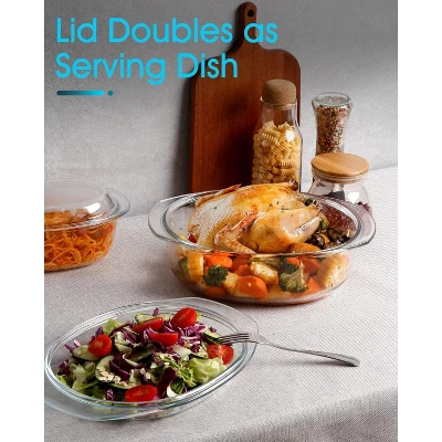 Itopfox Oval Glass Casserole Dish With Lid, Microwave & Oven Safe Bakeware, Covered Glass Dish For Baking & Cooking, 3.5L Capacity 2 Itopfox Oval Glass Casserole Dish With Lid, Microwave & Oven Safe Bakeware, Covered Glass Dish For Baking & Cooking, 3.5L Capacity - Image 2