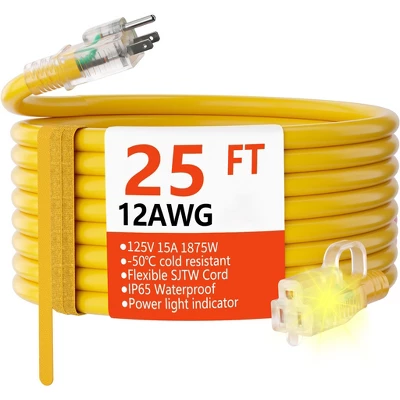 Itopfox 12/3 Gauge Heavy Duty Outdoor Extension Cord 25 Ft Waterproof With Lighted End, Flexible Cold-Resistant 3 Prong Electric Cord 7 Itopfox 12/3 Gauge Heavy Duty Outdoor Extension Cord 25 Ft Waterproof With Lighted End, Flexible Cold-Resistant 3 Prong Electric Cord - Image 7