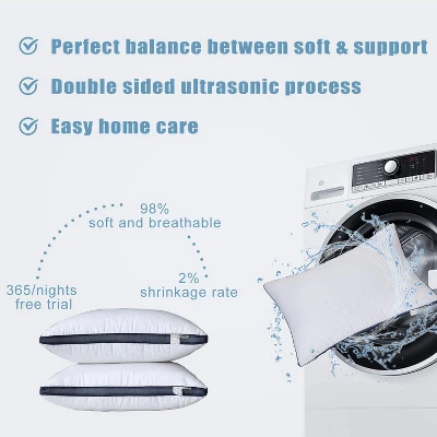 Itopfox Luxury Hotel Pillows For Sleeping, 2-Pack Queen Size Bed Pillows For Side And Back Sleeper, Soft & Supportive Microfiber Pillow Set 4 Itopfox Luxury Hotel Pillows For Sleeping, 2-Pack Queen Size Bed Pillows For Side And Back Sleeper, Soft & Supportive Microfiber Pillow Set - Image 4