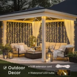 Itopfox 300 LED Remote Control Fairy Curtain Lights, Plug In Hanging String Lights For Window Wall, Bedroom, Wedding, Party, Christmas, Patio Decor -Itopfox Shop GUEST 17b31e82 8f74 4d50 9684 3ebb43f5ab41