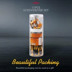 Itopfox 11-Piece Magnetic Screwdriver Set With 5 Phillips And 5 Flat Head Tips For Secure Fastening And Loosening, Includes Storage Box