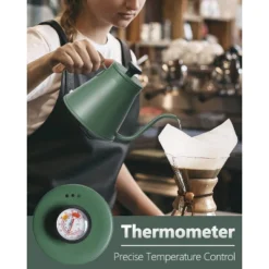 Itopfox Gooseneck Kettle With Thermometer For Pour Over Coffee & Tea Stainless Steel Durable 3-Layer Base Precision Spout, All Stove Tops Compatible