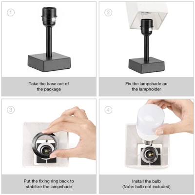 Itopfox Small Table Lamp For Bedroom - Minimalist Night Stand Light With Square Fabric Shade, Desk Reading Lamp For Kids Room Living Room Office Dorm 7 Itopfox Small Table Lamp For Bedroom - Minimalist Night Stand Light With Square Fabric Shade, Desk Reading Lamp For Kids Room Living Room Office Dorm - Image 7