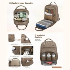 Itopfox Vegan Leather Diaper Backpack With Waterproof Changing Pad, 20 Pockets, Fits 15.6" Laptop, Stroller Straps, Taupe 10 Itopfox Vegan Leather Diaper Backpack With Waterproof Changing Pad, 20 Pockets, Fits 15.6" Laptop, Stroller Straps, Taupe -Itopfox Shop GUEST 19dde05e f79c 46a0 a7f7 7cd47fa2dc7c