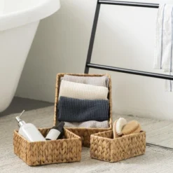 Itopfox Hand Woven Water Hyacinth Storage Baskets Set Of 3 Natural Wicker Baskets For Organizing Pantry Shelf, Closet, Bathroom, Living Room, Bedroom -Itopfox Shop GUEST 1b1b238e 440c 436e abff 4bfe8c2bd990