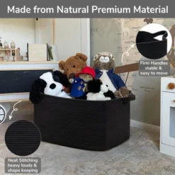Itopfox Large Woven Storage Basket For Blankets, Toys, And Clothes, Rectangle Rope Laundry Hamper For Nursery, Bedroom, Black -Itopfox Shop GUEST 1b640863 b3a2 4c06 8165 6e4042404136