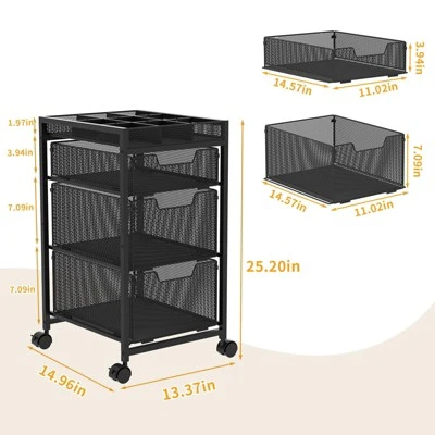 Itopfox Rolling Utility Cart With 3 Drawers, Craft Organizer And Storage With DIY Divider, Lockable Wheels, Multi-Functional Storage For Art Supplies 2 Itopfox Rolling Utility Cart With 3 Drawers, Craft Organizer And Storage With DIY Divider, Lockable Wheels, Multi-Functional Storage For Art Supplies - Image 2