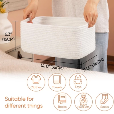 Itopfox 4 Pack Woven Rope Storage Baskets For Organizing Shelves, Books, Clothes, Decorative Basket For Living Room, Nursery, Bedroom, Gift Basket 1 Itopfox 4 Pack Woven Rope Storage Baskets For Organizing Shelves, Books, Clothes, Decorative Basket For Living Room, Nursery, Bedroom, Gift Basket