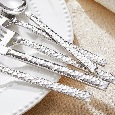 Itopfox 40-Piece Hammered Silverware Set, 18/10 Stainless Steel Flatware For 8, Cutlery Set For Home, Party, Wedding, Mirror Polished Dishwasher Safe 2 Itopfox 40-Piece Hammered Silverware Set, 18/10 Stainless Steel Flatware For 8, Cutlery Set For Home, Party, Wedding, Mirror Polished Dishwasher Safe - Image 2