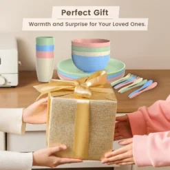 Itopfox 20-Piece Wheat Straw Dinnerware Set, Microwave & Dishwasher Safe Unbreakable Plates Bowls Cups Forks & Spoons For Kitchen, Camping, Parties -Itopfox Shop GUEST 1f872969 d264 4466 be42 b3e584c2e4c4