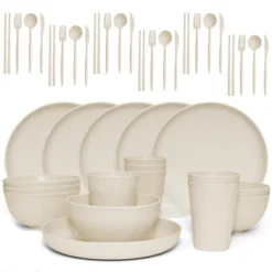 Itopfox Wheat Straw Dinnerware Sets - 42 Piece Unbreakable Plates, Bowls, Cups & Utensils For 6, Lightweight & Durable, Dishwasher & Microwave Safe 13 Itopfox Wheat Straw Dinnerware Sets - 42 Piece Unbreakable Plates, Bowls, Cups & Utensils For 6, Lightweight & Durable, Dishwasher & Microwave Safe -Itopfox Shop GUEST 1fb06533 76ac 419c aa83 9f1181627f93