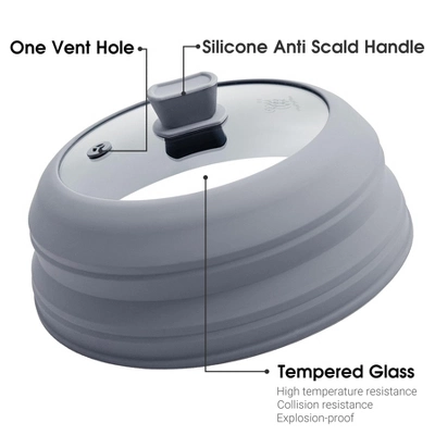 Itopfox Microwave Splatter Cover With Collapsible Design, Silicone Handle, And Steam Vent Hole For Safe And Even Cooking 3 Itopfox Microwave Splatter Cover With Collapsible Design, Silicone Handle, And Steam Vent Hole For Safe And Even Cooking - Image 3