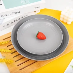 Itopfox 48-Piece Grey Wheat Straw Dinnerware Set Unbreakable Plates, Bowls, And Cups For 12, Dishwasher Safe, Perfect For Camping, BBQs & Gatherings -Itopfox Shop GUEST 200885cc e8f0 44f5 b32b 926fb42a7452