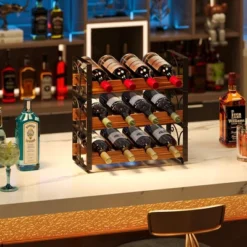 Itopfox 3-Tier Stackable Wine Rack For Cabinet, Solid Wood & Wrought Iron Wine Bottle Holder, Kitchen Bar Dining Room Storage Shelf 13 Itopfox 3-Tier Stackable Wine Rack For Cabinet, Solid Wood & Wrought Iron Wine Bottle Holder, Kitchen Bar Dining Room Storage Shelf -Itopfox Shop GUEST 202865ef e32f 450f 81f7 a9eed464ecd8