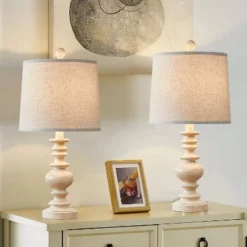 Itopfox Rustic Table Lamp Set Of 2 For Living Room Farmhouse Bedside Desk Lamps Bedroom Nightstand Vintage Linen Washed Decor -Itopfox Shop GUEST 2045fb53 5827 46c8 93c3 da011d5203eb
