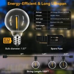 Itopfox 100ft Outdoor String Lights Waterproof Connectable Dimmable With 62 LED Shatterproof Bulb UL Listed G40 Globe Patio Lights For Backyard Porch -Itopfox Shop GUEST 227a0ded a1cb 45f0 bb85 ffd77e004621