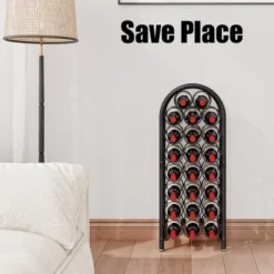 Itopfox Freestanding Floor Wine Rack - Metal Holder Stand Organizer For 23 Bottles, Black, Space-saving Design -Itopfox Shop GUEST 229aea47 2b03 4410 87cb 4517153d6e35