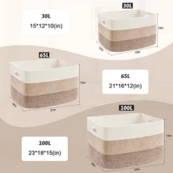 Itopfox Rectangle Woven Storage Basket For Laundry, Blankets, Toys, And Magazines - Natural Cotton Hamper For Nursery And Living Room Décor -Itopfox Shop GUEST 2478a836 ec5d 4714 900c fa19a2b0fb39