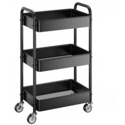 Itopfox 3-Tier Metal Rolling Cart With Wheels, Hanging Cups & Hooks, Heavy Duty Mesh Storage Organizer For Kitchen, Office, Craft -Itopfox Shop GUEST 24ca0e76 ed01 41f9 bc12 adf7c2a2c338